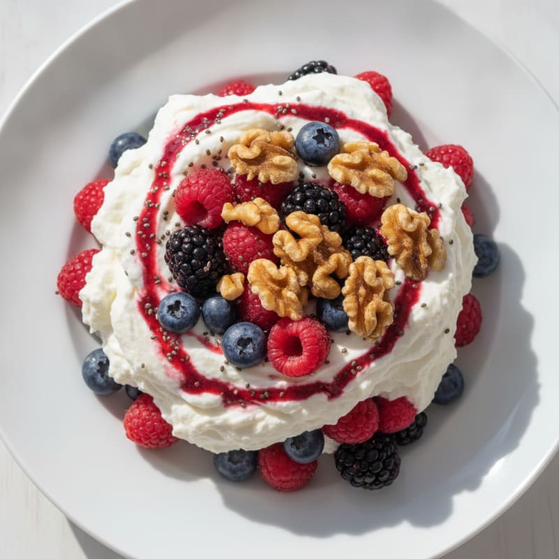 Creamy Vanilla Greek Yogurt Protein Parfait with Mixed Berries