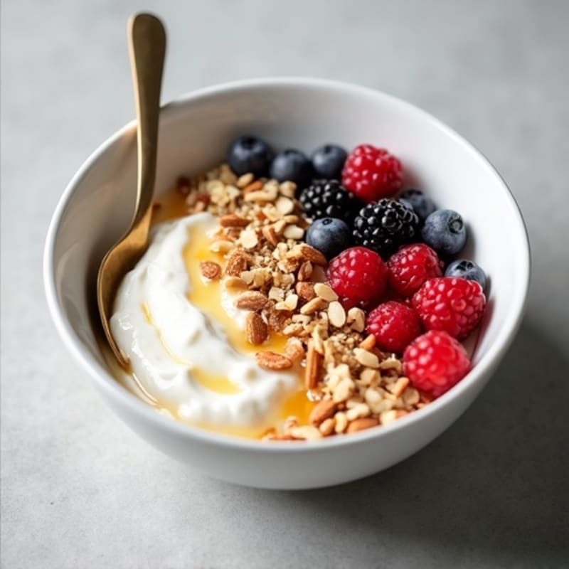 Creamy Greek Yogurt Bowl with Mixed Berries and Protein Powder