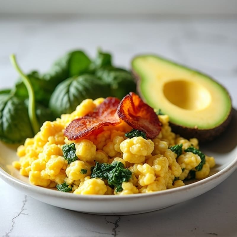 Egg White Scramble with Spinach and Turkey Bacon