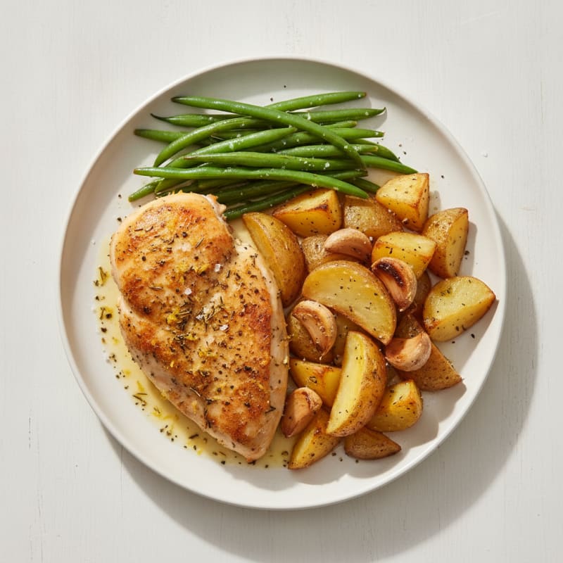 Lemon Herb-Roasted Chicken with Garlic Potatoes