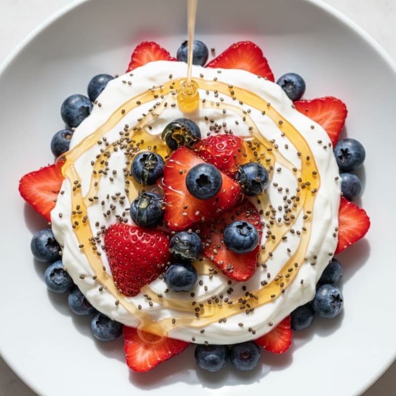 Greek Yogurt Parfait with Fresh Berries and Chia Seeds