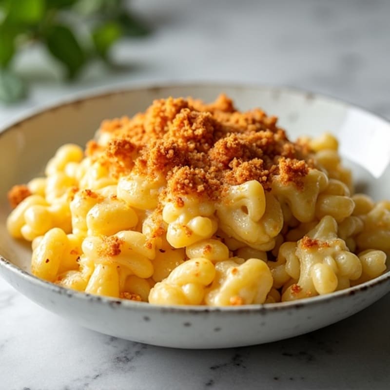 Baked Cauliflower Mac with Crispy Chickpea Crumbs
