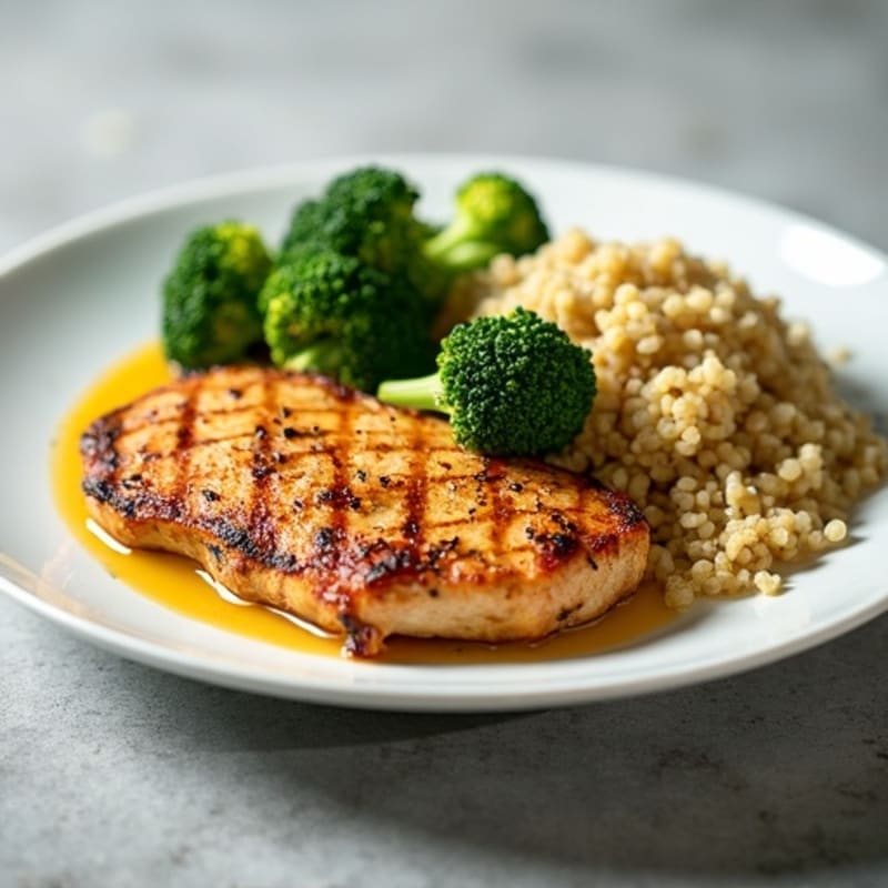 Grilled Chicken Breast with Roasted Broccoli and Quinoa