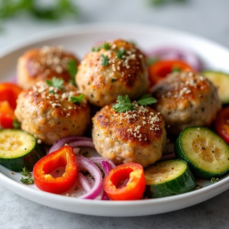 Herb-Seasoned Turkey Meatballs with Roasted Vegetables