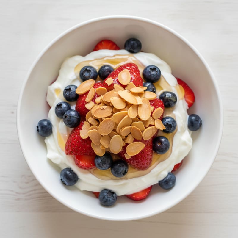 Greek Yogurt Parfait with Fresh Berries and Almonds