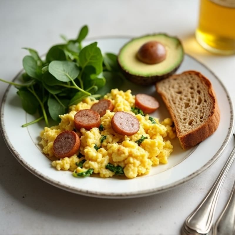 Egg White Scramble with Spinach and Turkey Sausage