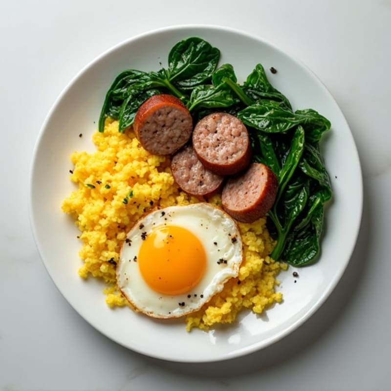 Egg White and Turkey Sausage Scramble with Spinach