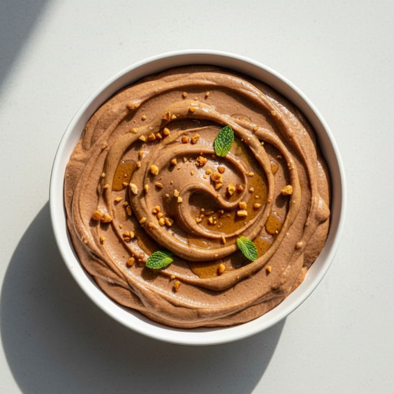 Silky Chocolate Protein Mousse with Almond Butter Swirl