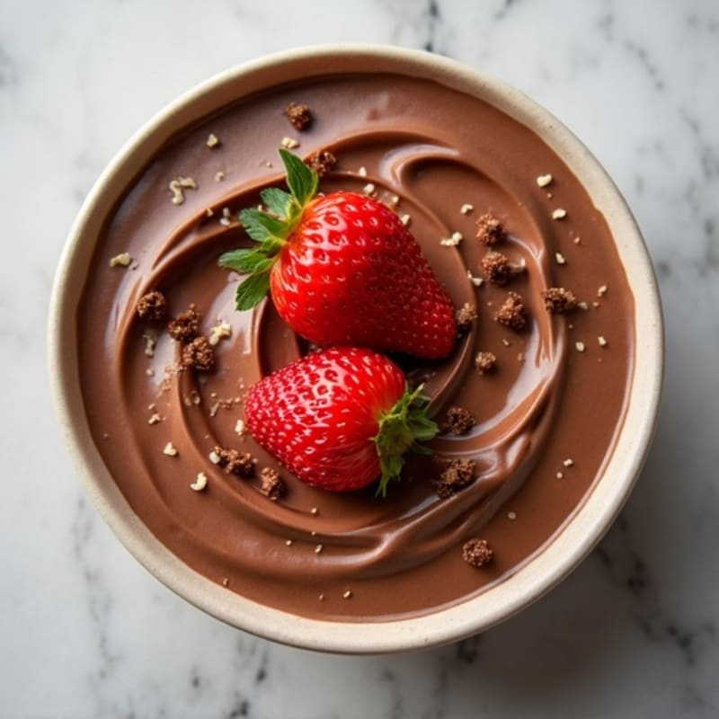 Silky Chocolate Protein Pudding with Fresh Strawberries