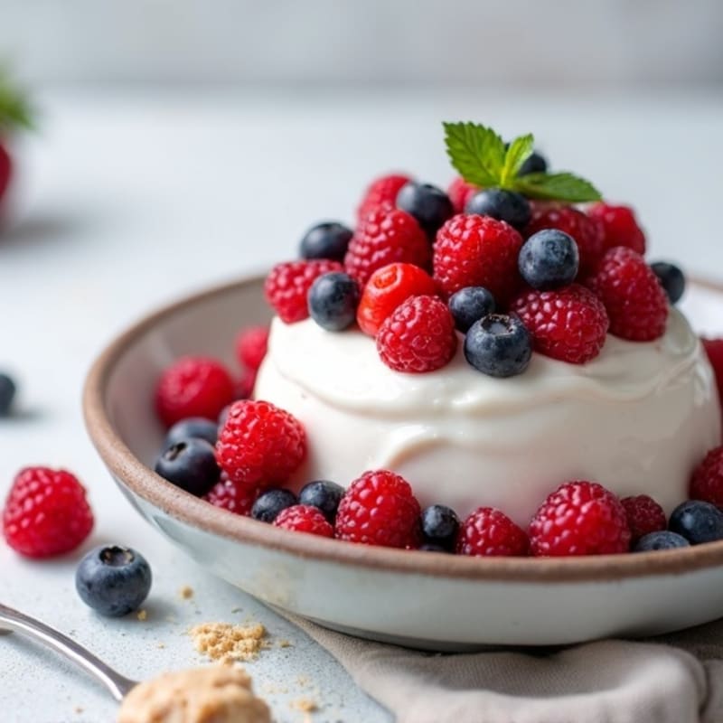 Greek Yogurt Protein Mousse with Mixed Berries