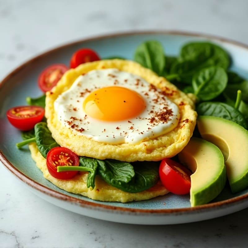 Egg White Spinach Omelette with Cottage Cheese and Cherry Tomatoes