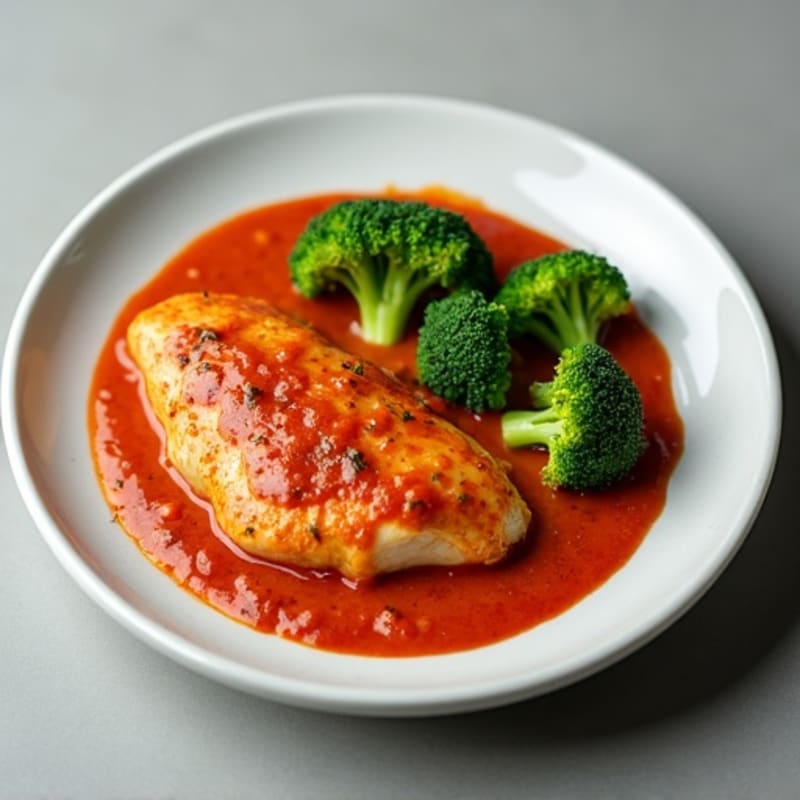 Creamy Spiced Tomato Chicken with Roasted Broccoli