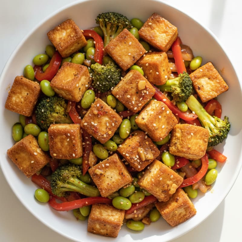 Sesame Tofu Stir-Fry with Mixed Vegetables