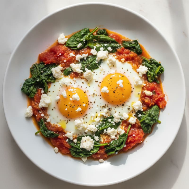 Baked Eggs with Spinach and Feta