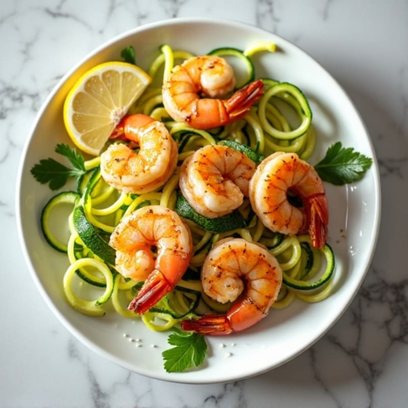 Pan-Seared Garlic Butter Shrimp with Fresh Lemon and Zucchini Noodles