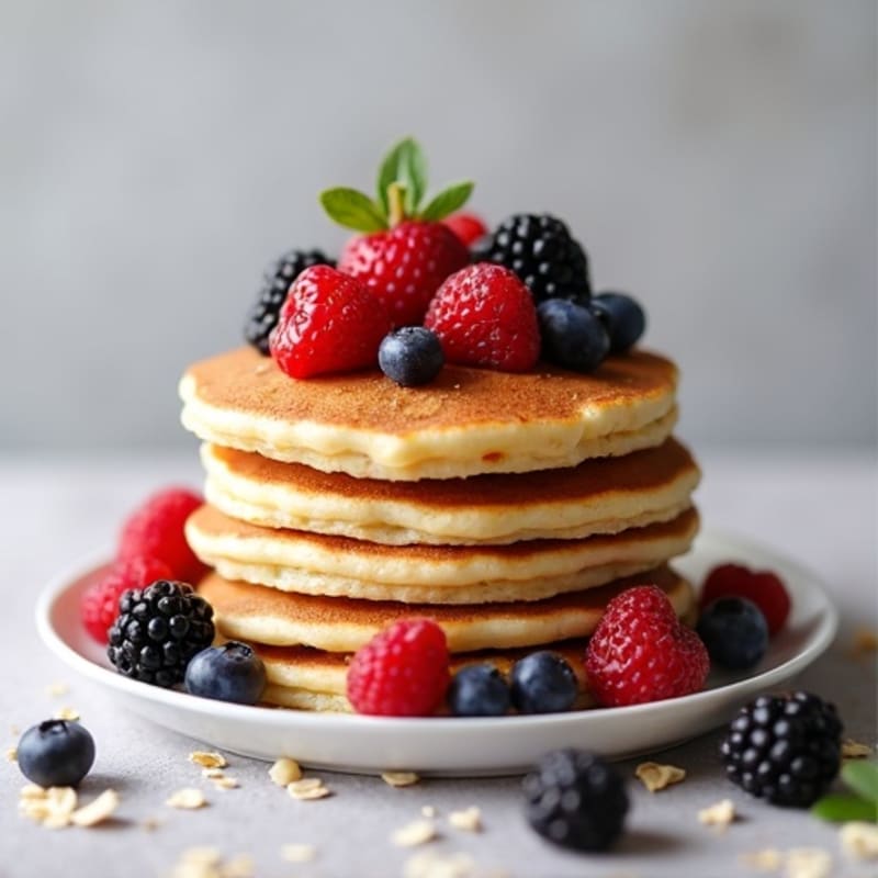 Cottage Cheese Protein Pancakes with Berries