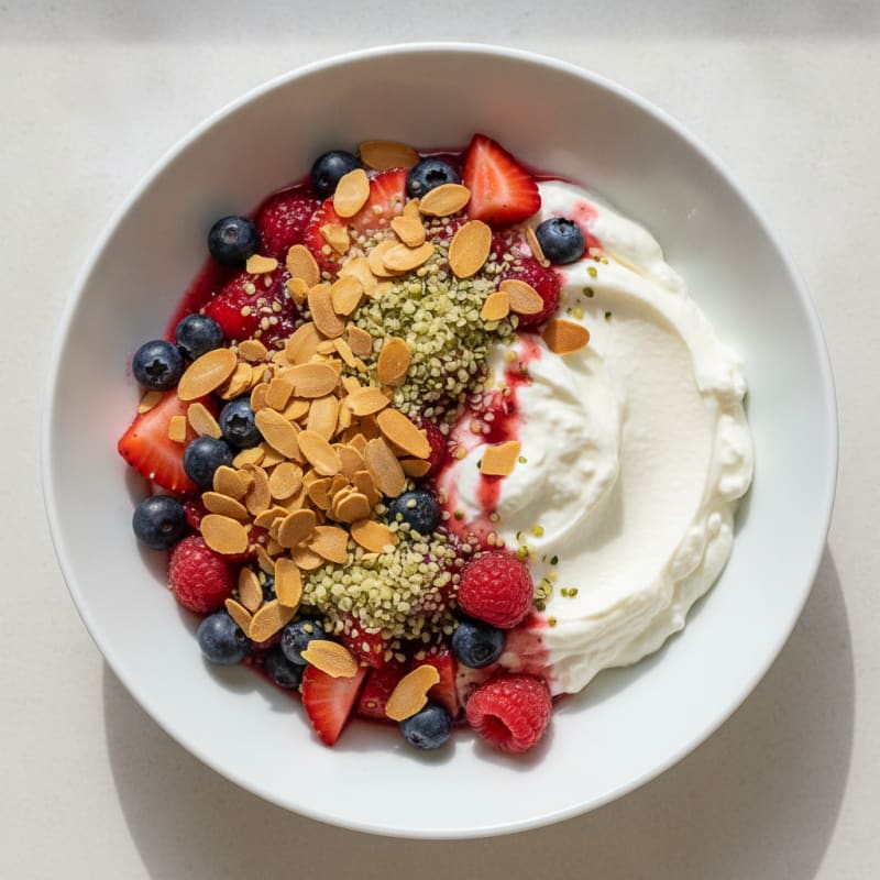Greek Yogurt Protein Parfait with Mixed Berries