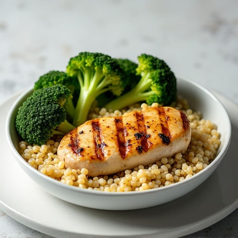 Grilled Chicken Breast with Roasted Broccoli and Quinoa