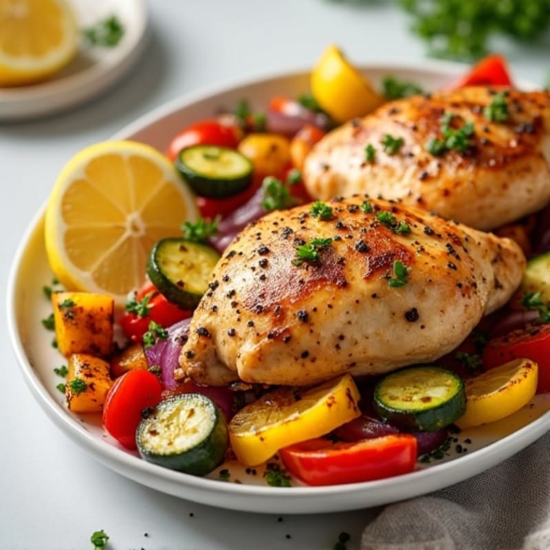 Lemon-Herb Roasted Chicken with Crispy Roasted Vegetables