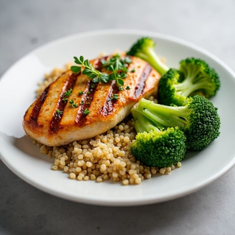 Grilled Chicken Breast with Quinoa and Broccoli