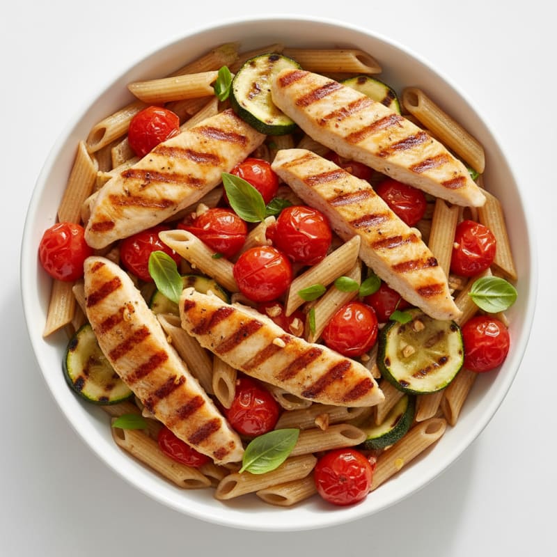 Grilled Chicken Pasta with Roasted Tomatoes