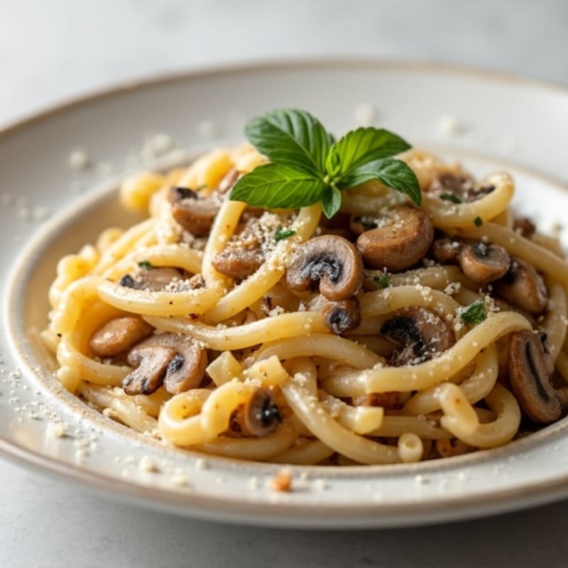 Creamy Mushroom Whole Wheat Pasta with Parmesan