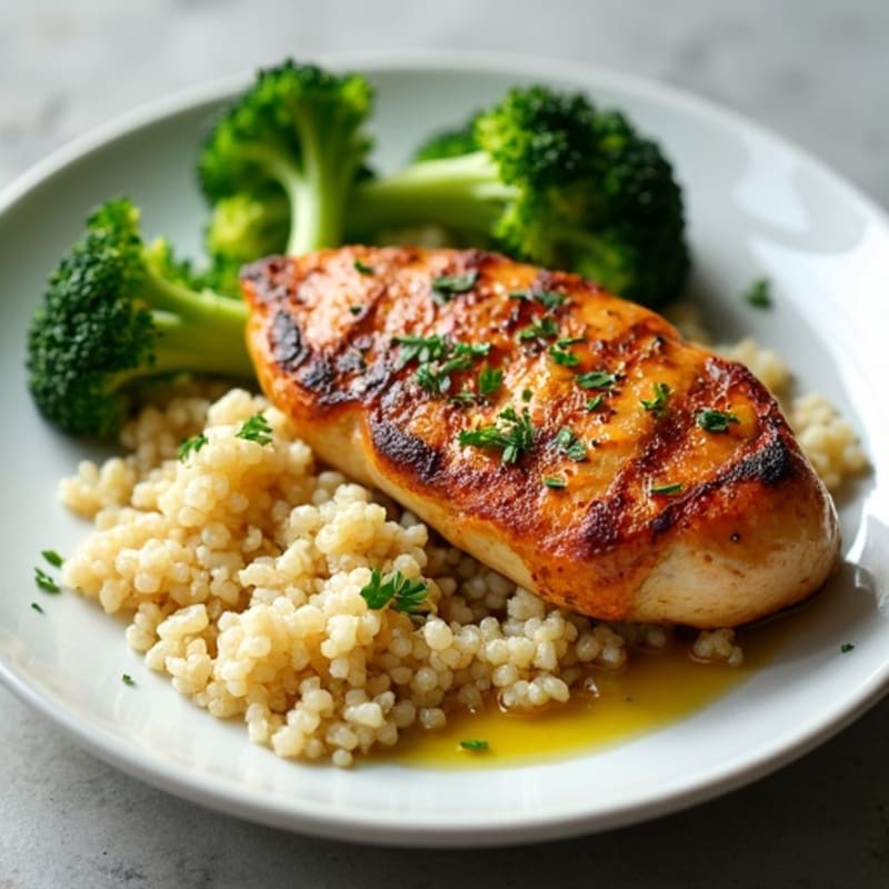 Grilled Chicken Breast with Quinoa and Steamed Broccoli