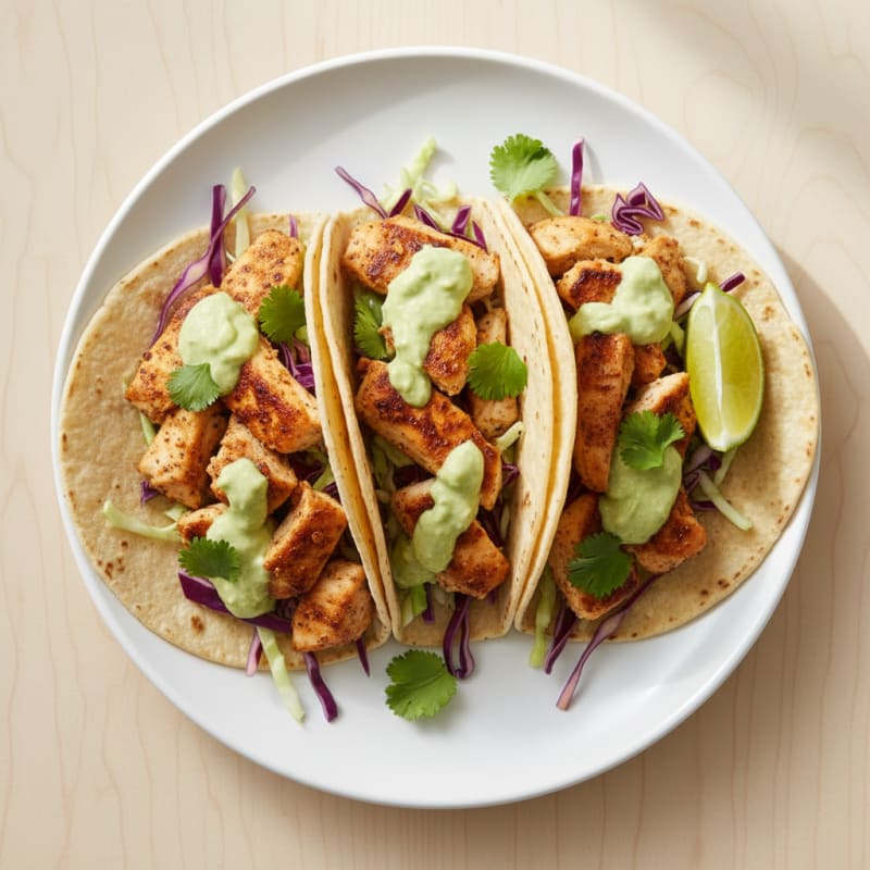 Chicken Tacos with Avocado Crema