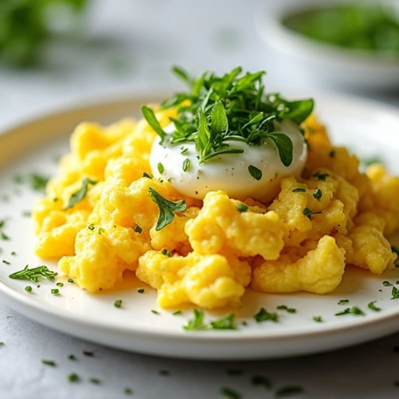 Fluffy Herb-Whipped Scrambled Eggs with Goat Cheese