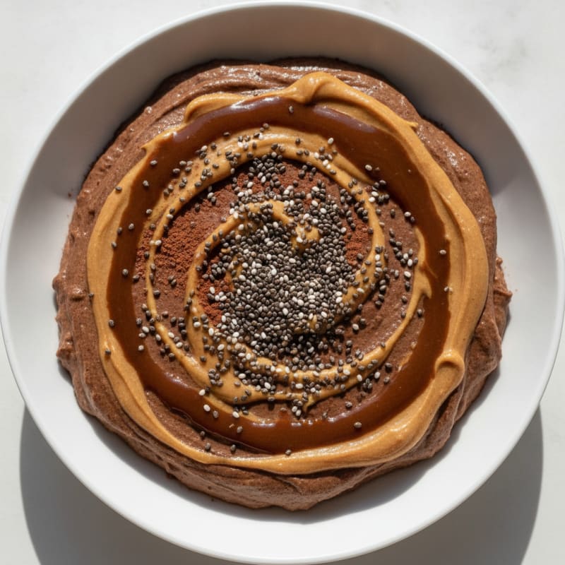 Silky Chocolate Protein Mousse with Peanut Butter and Chia