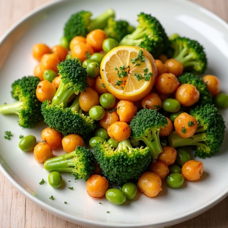 Crispy Lemon-Garlic Roasted Chickpeas and Broccoli