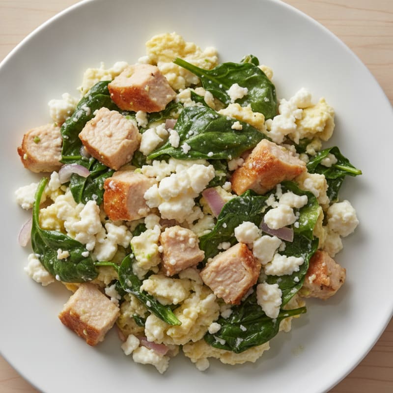 Egg White Spinach Scramble with Turkey Breast
