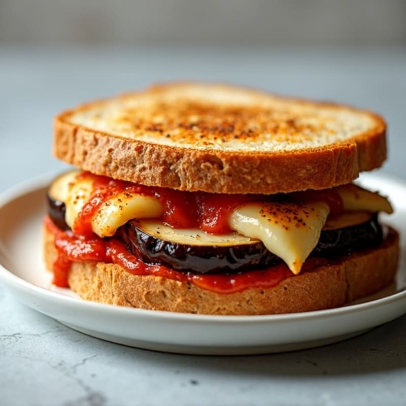 Crispy Roasted Eggplant Parmesan Sandwich