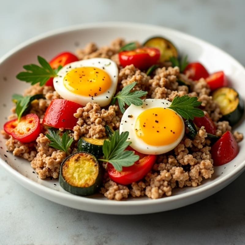 Savory Ground Turkey and Roasted Vegetable Skillet