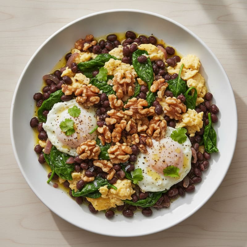 Savory Stovetop Eggs with Beans and Walnuts