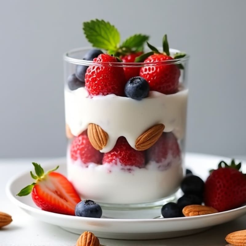 Greek Yogurt Protein Parfait with Berries and Almonds