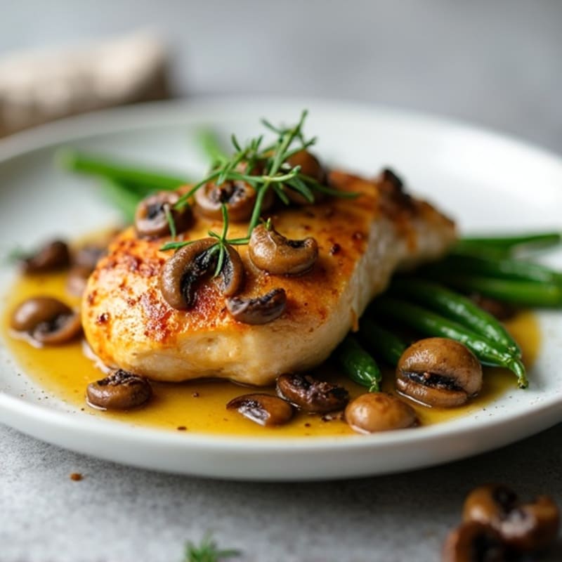 Garlic Butter Roasted Chicken and Mushrooms with Green Beans