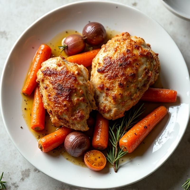 Crispy Sheet Pan Chicken Thighs with Roasted Root Vegetables