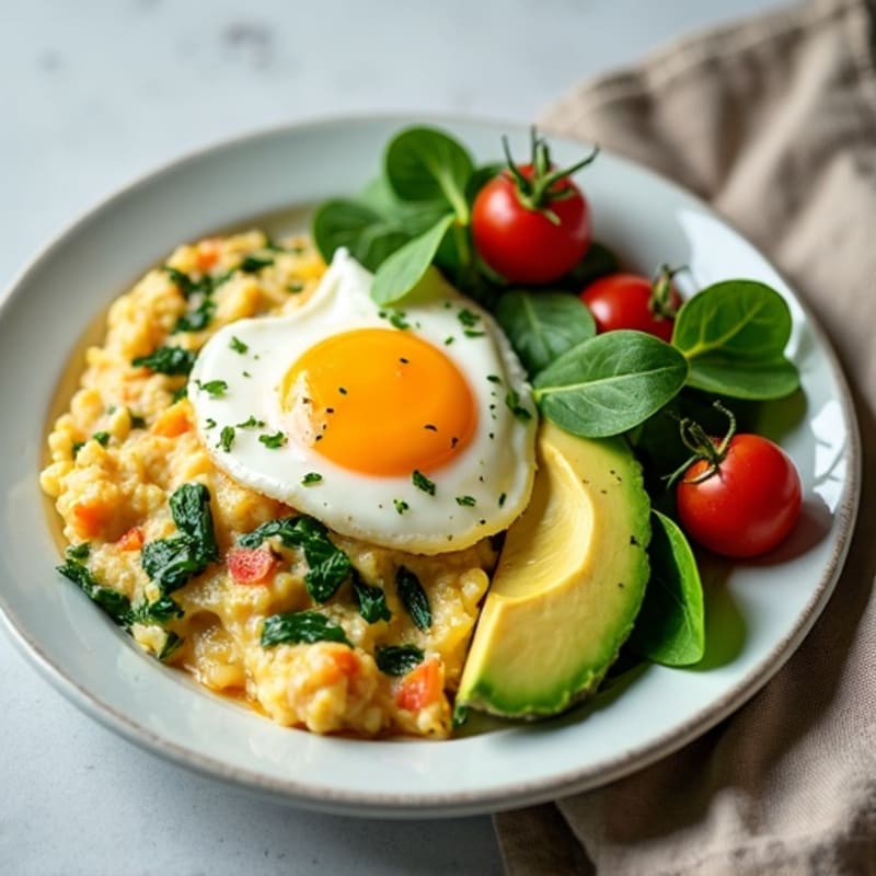 Egg White and Spinach Scramble with Cottage Cheese