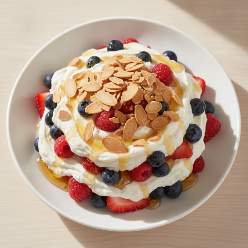 Greek Yogurt Protein Parfait with Berries and Almonds