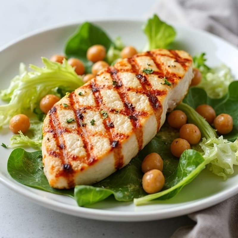 Grilled Chicken Breast over Crunchy Romaine with Chickpeas