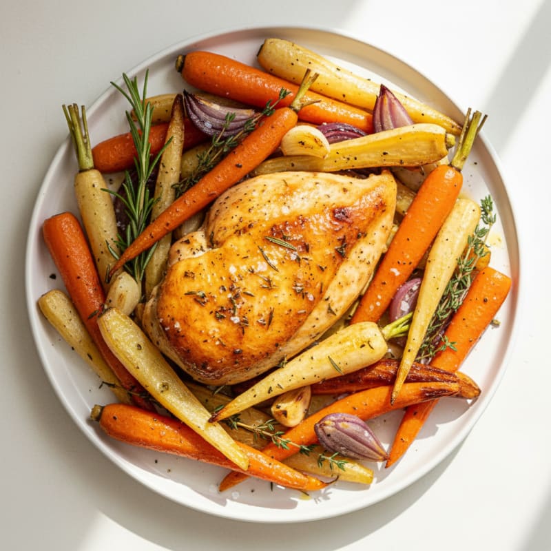 Garlic Herb Roasted Chicken with Root Vegetables