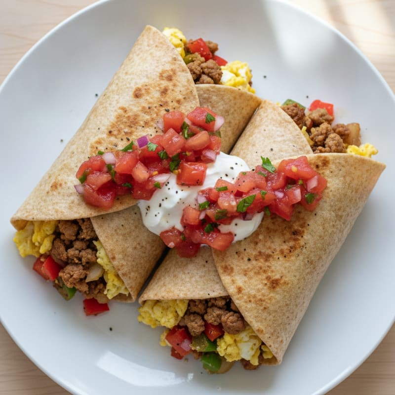 Loaded Breakfast Burritos with Salsa