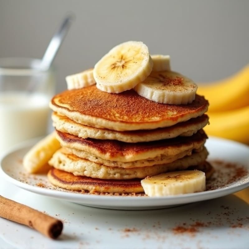 Fluffy Banana Protein Pancakes with Warm Cinnamon Bananas