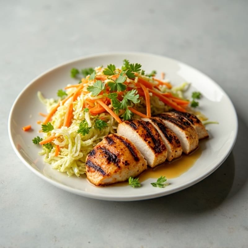 Grilled Chicken Breast with Crunchy Cabbage Slaw
