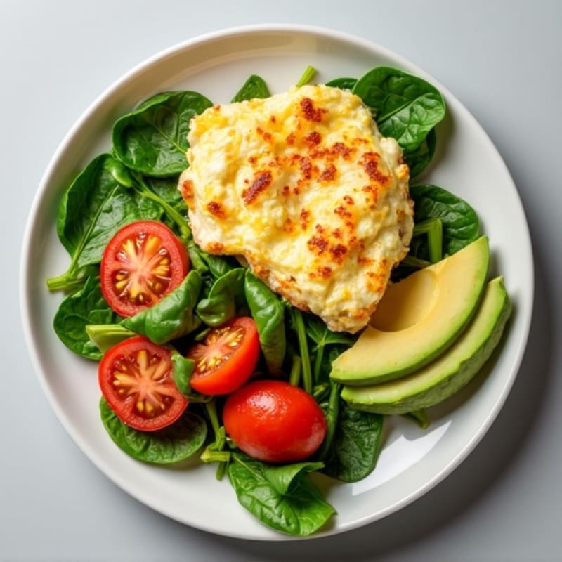 Egg White and Chicken Scramble with Spinach and Tomato