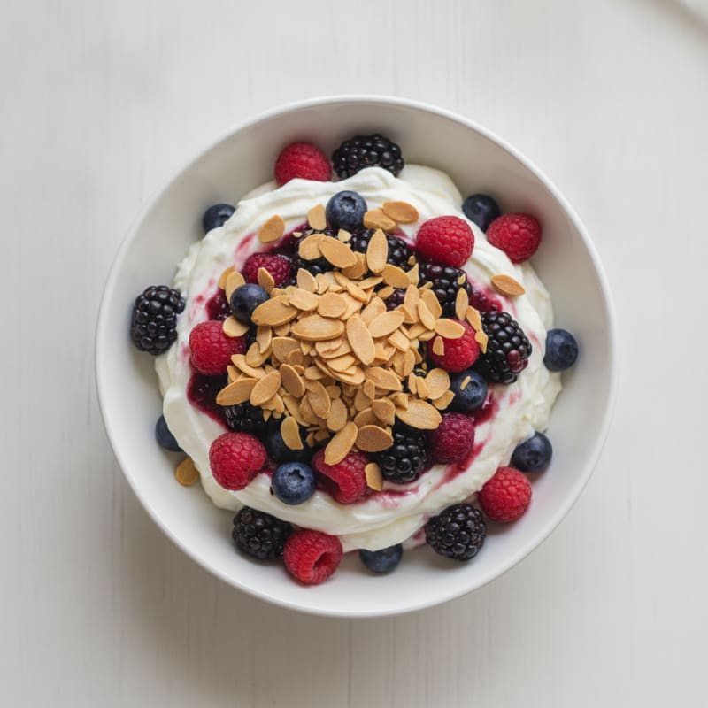 Greek Yogurt Protein Parfait with Berries and Almonds