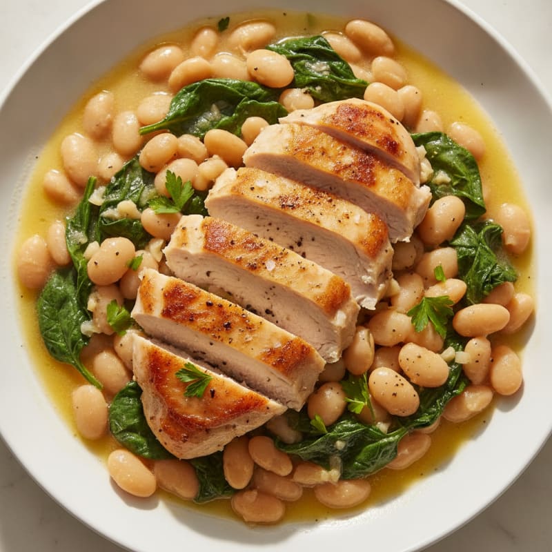 Lemon Herb Chicken with Braised Butter Beans
