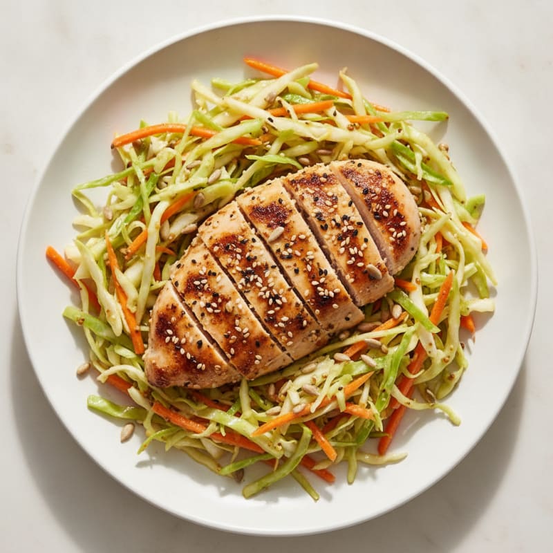 Grilled Chicken Breast with Crunchy Cabbage Slaw