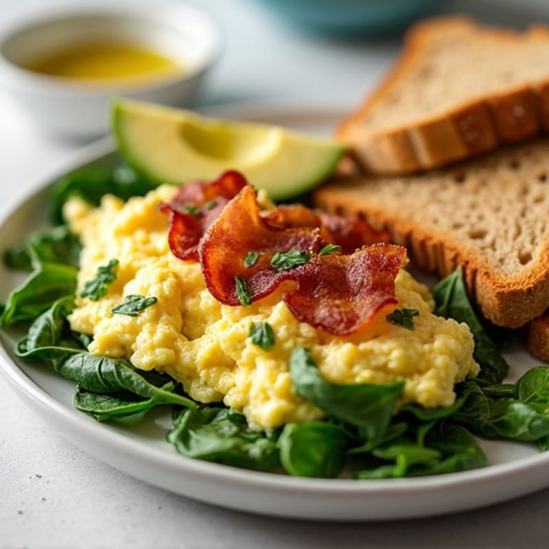 Egg White Scramble with Spinach and Turkey Bacon